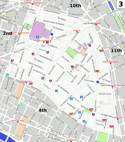 Paris 3rd arrondissement map